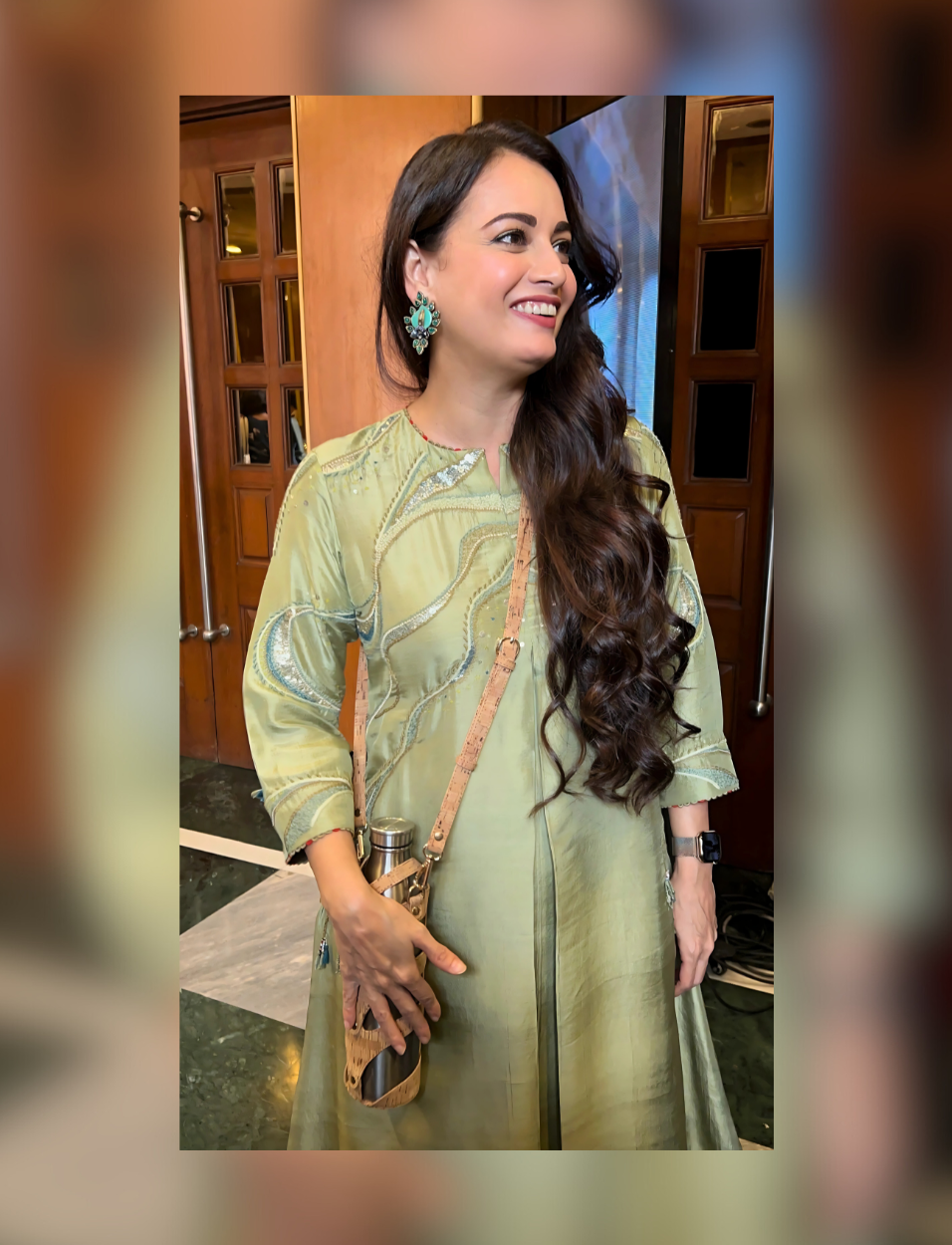 Dia Mirza in Cork Armure Bottle Case