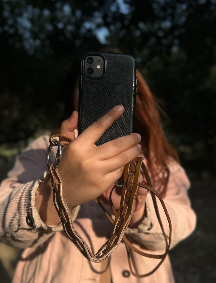 Kenza Phone Lanyard in Tan - Econock
