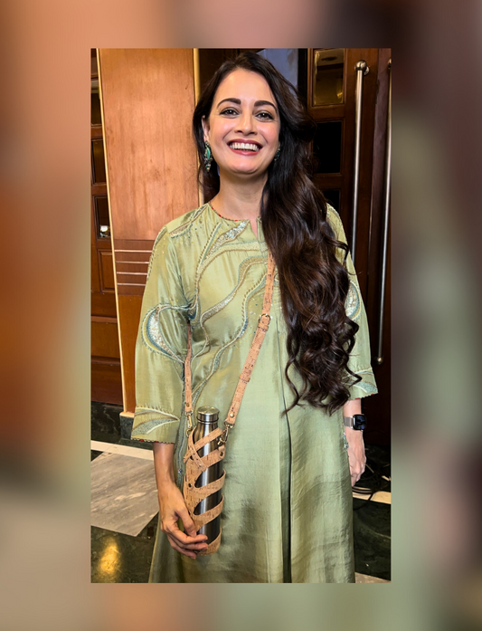 Dia Mirza in Cork Armure Bottle Case
