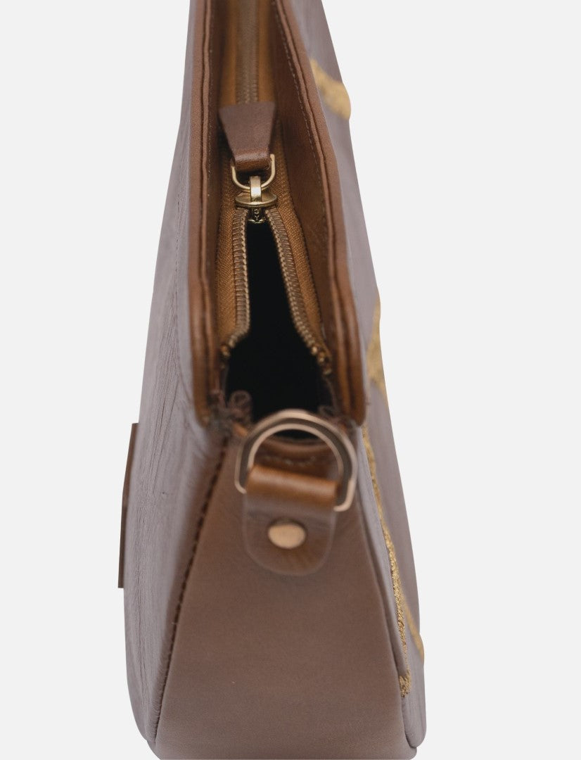 Maeve Crescent Wristlet in Tan