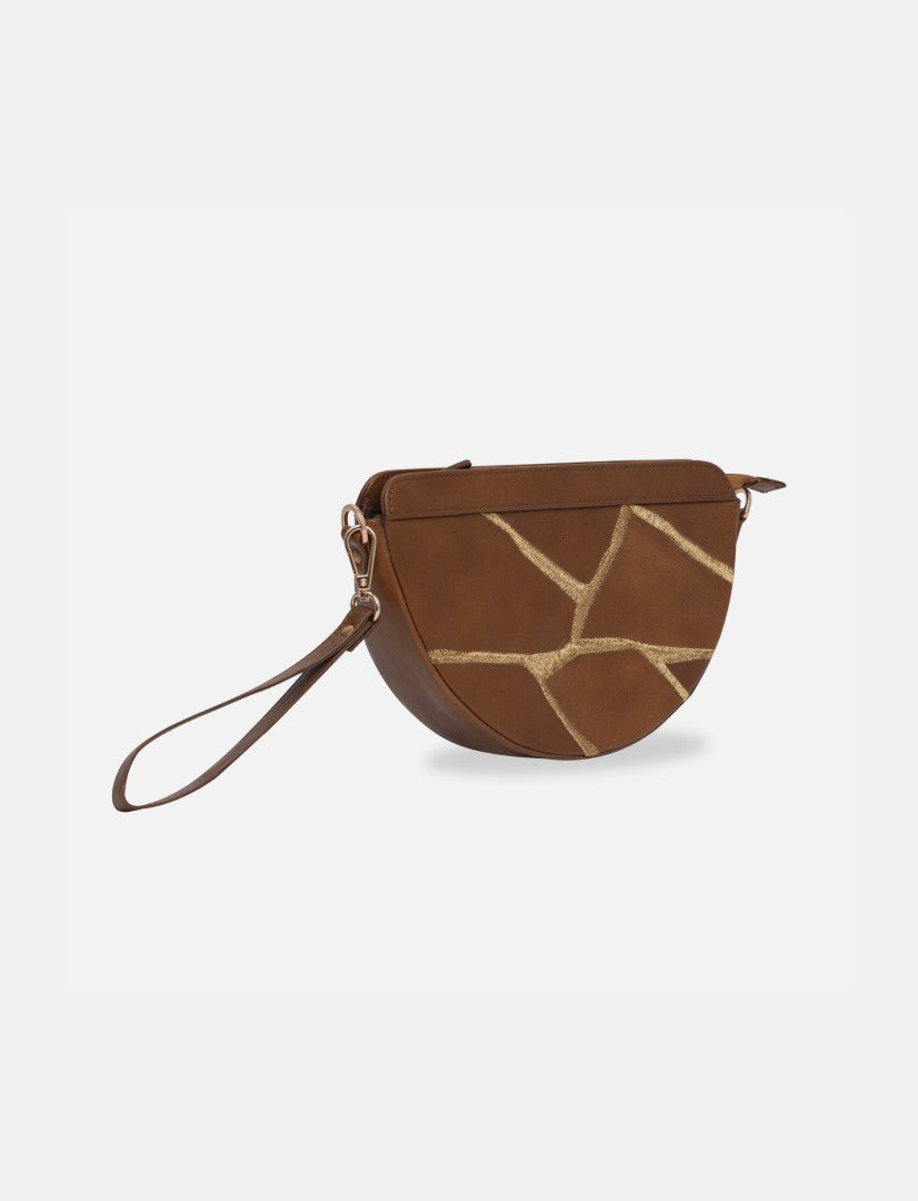 Maeve Crescent Wristlet in Tan